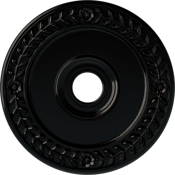 Ekena Millwork Wreath Ceiling Medallion (Fits Canopies up to 6"), 21 1/8"OD x 3 5/8"ID x 7/8"P, Black Pearl CM21WRBPS - main
